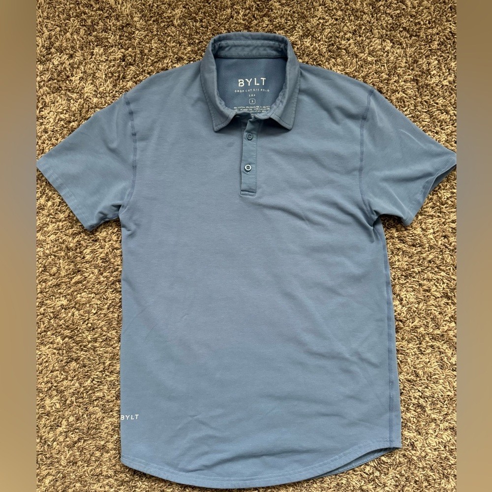 Mens BYLT Polo Drop Cut LUX - Blue, Small
